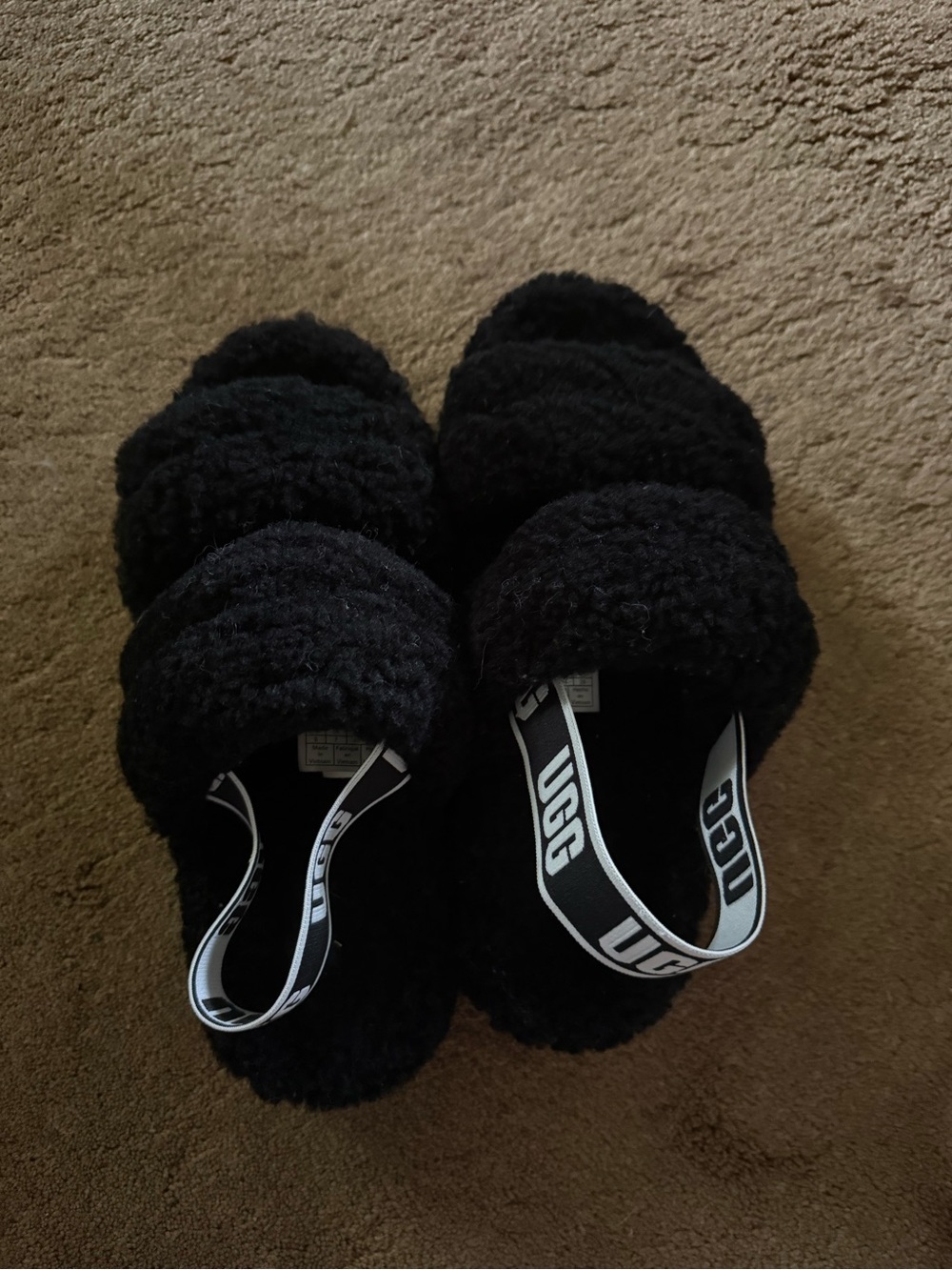 UGG Oh Yeah Fuzzy Black Slides
